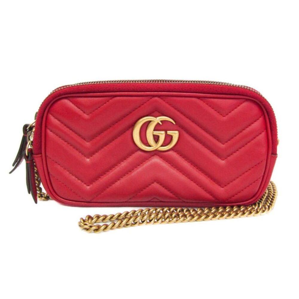 Gucci Gg Marmont Black Leather Red Leather Shoulder Bag Bag